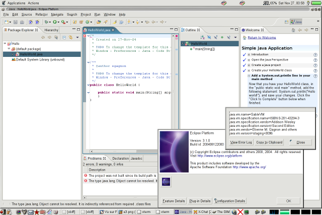 SableVM running Eclipse 3 on the Debian PowerPC platform